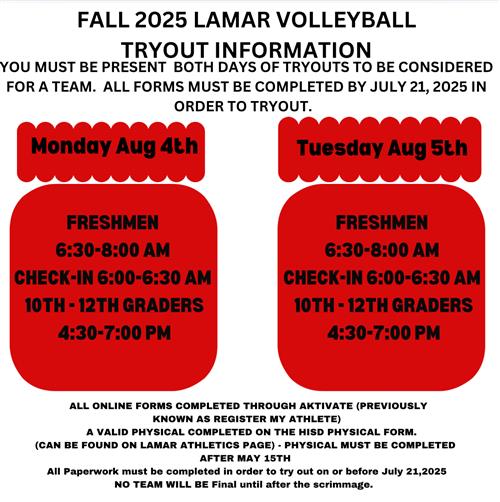 VOLLEYBALL TRYOUTS 2025